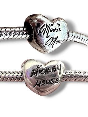 Disney x Pandora Mickey & Minnie Double-Sided Signature Heart Charm